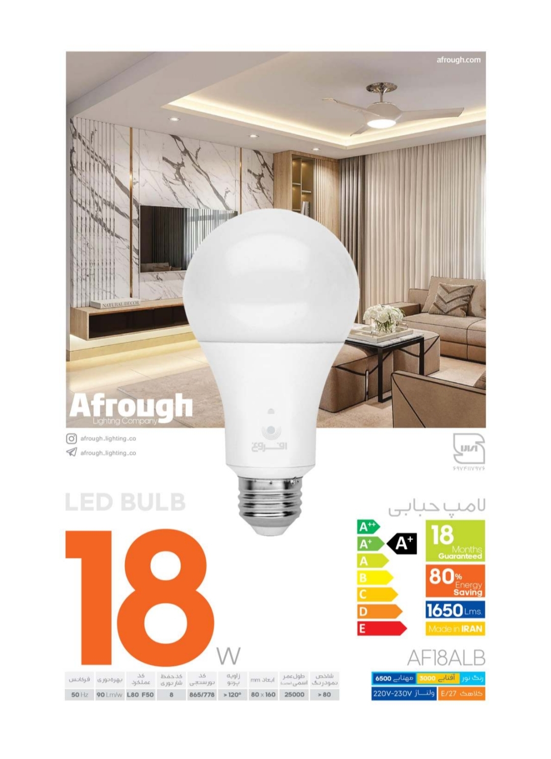 لامپ ال ای دی 18 وات