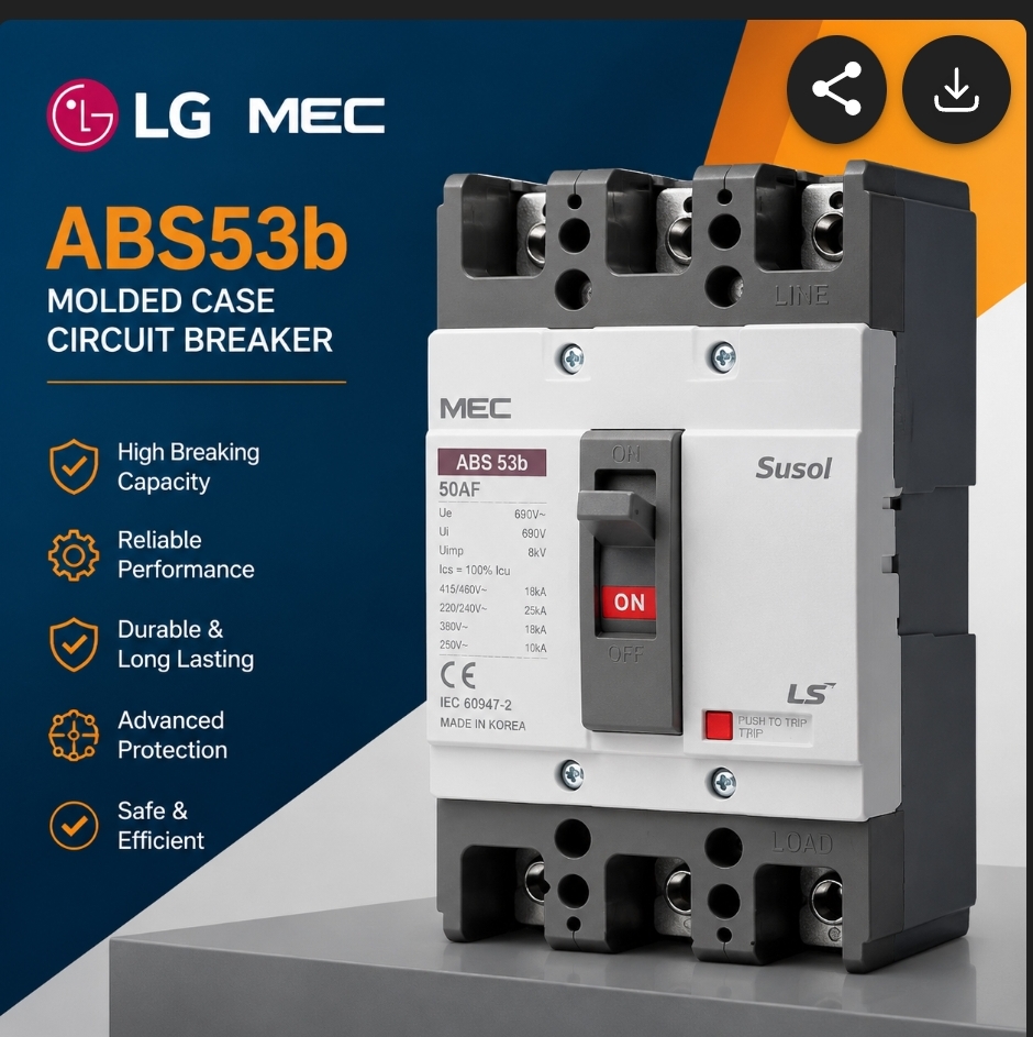 کلید اتوماتیک 3 پل ال‌جی MEC مدل ABS53b (ظرفیت 50A)