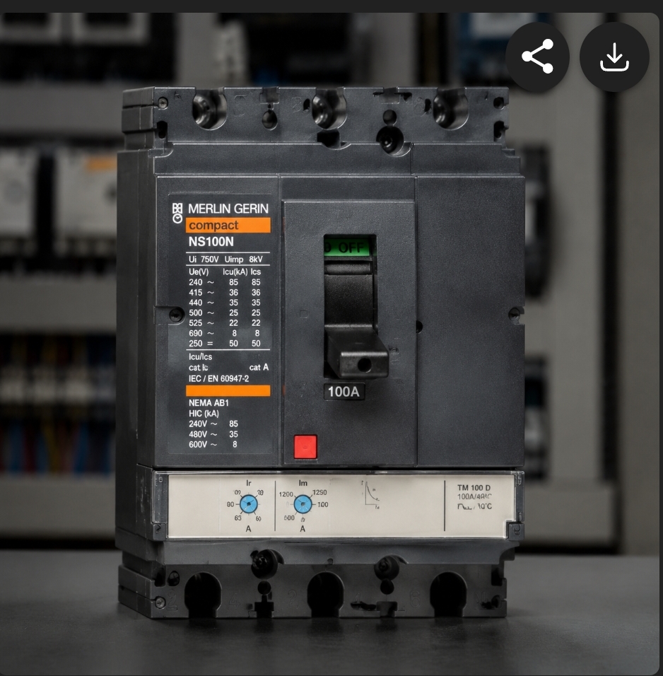 کلید اتوماتیک 3 پل مرلین ژرن (اشنایدر) مدل Compact NS100N (ظرفیت 100A)